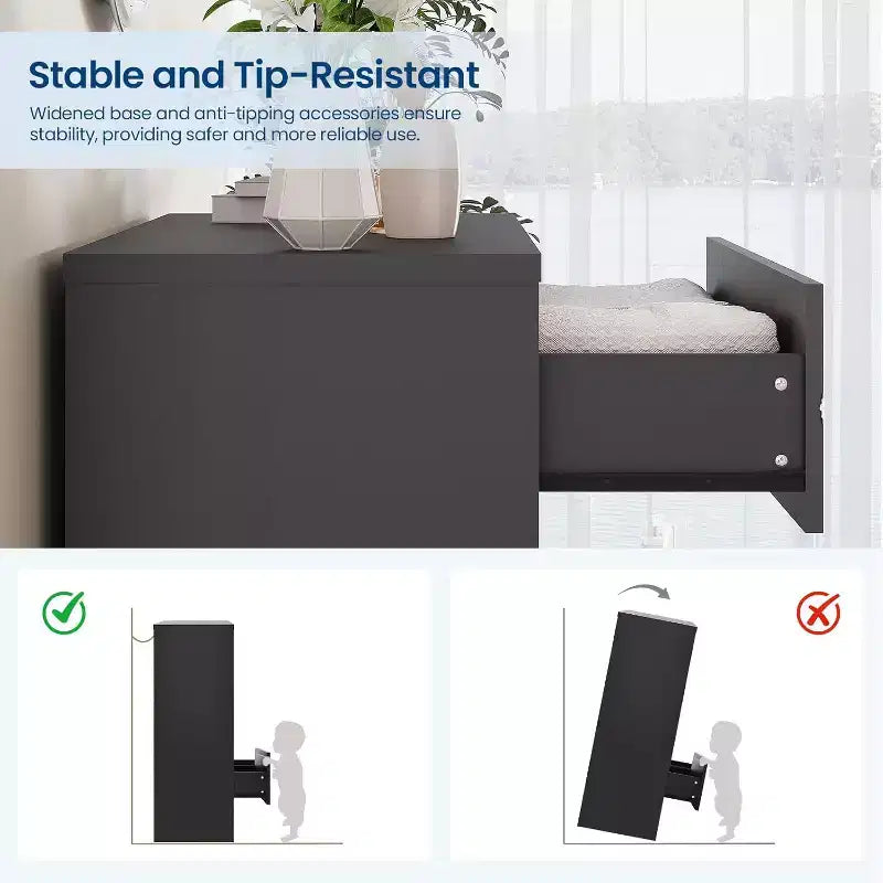 4 Drawer Wooden Dressers for Bedroom, Wood Chest of Drawers with Gold Handles, Modern Nightstand for Bedside, Wooden Storage Organizer Cabinet