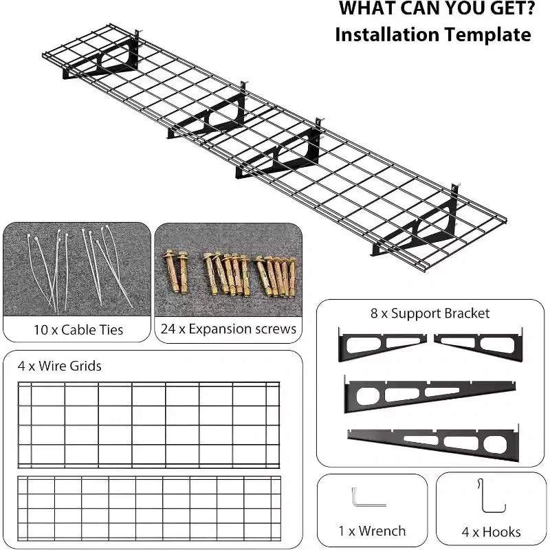 Garage Wall Shelving, 2-Piece 2x6 FT Heavy Duty Steel Storage Racks, Black, for Garage Basement Organization