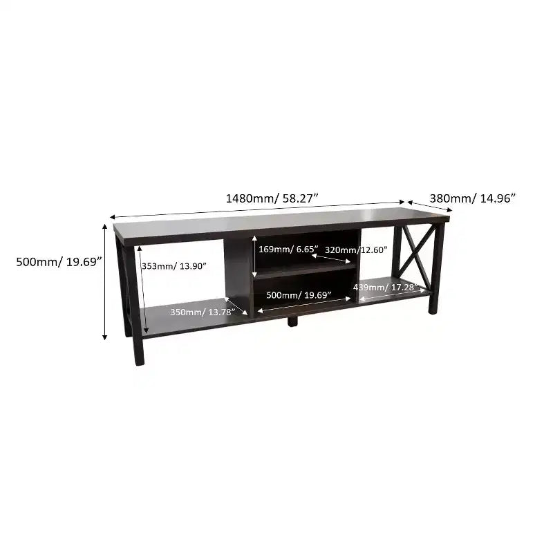 AndMakers 58.27 in. Wood TV Stand with 4 Storage Shelves Fits TV's up to 65 in.