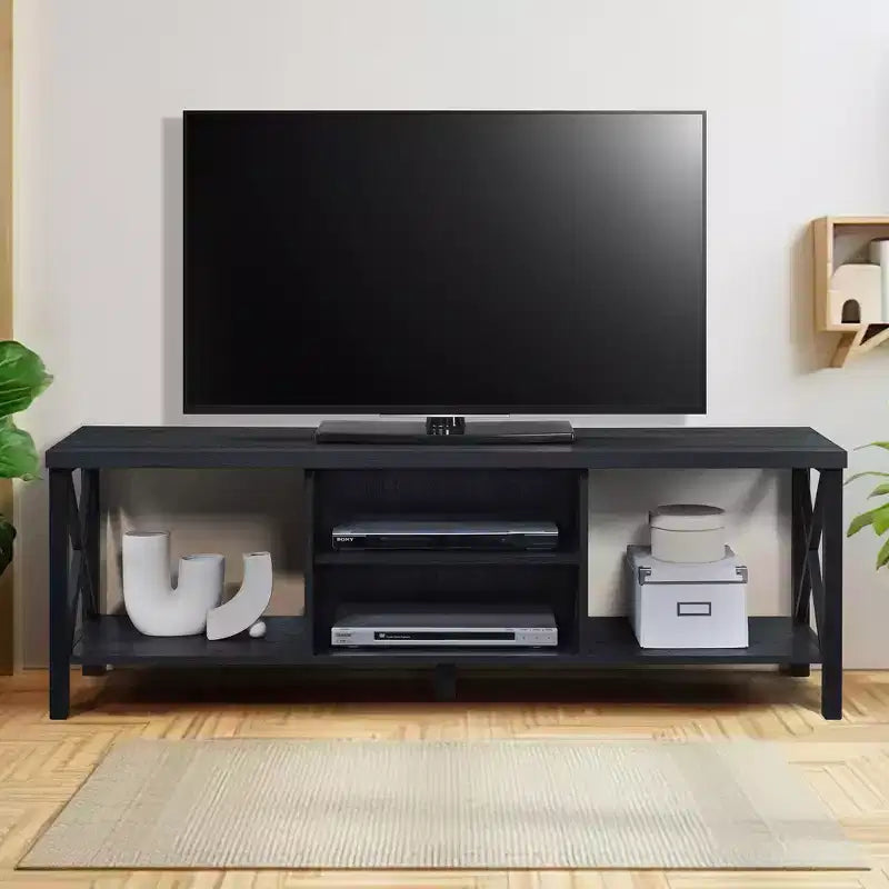 AndMakers 58.27 in. Wood TV Stand with 4 Storage Shelves Fits TV's up to 65 in.