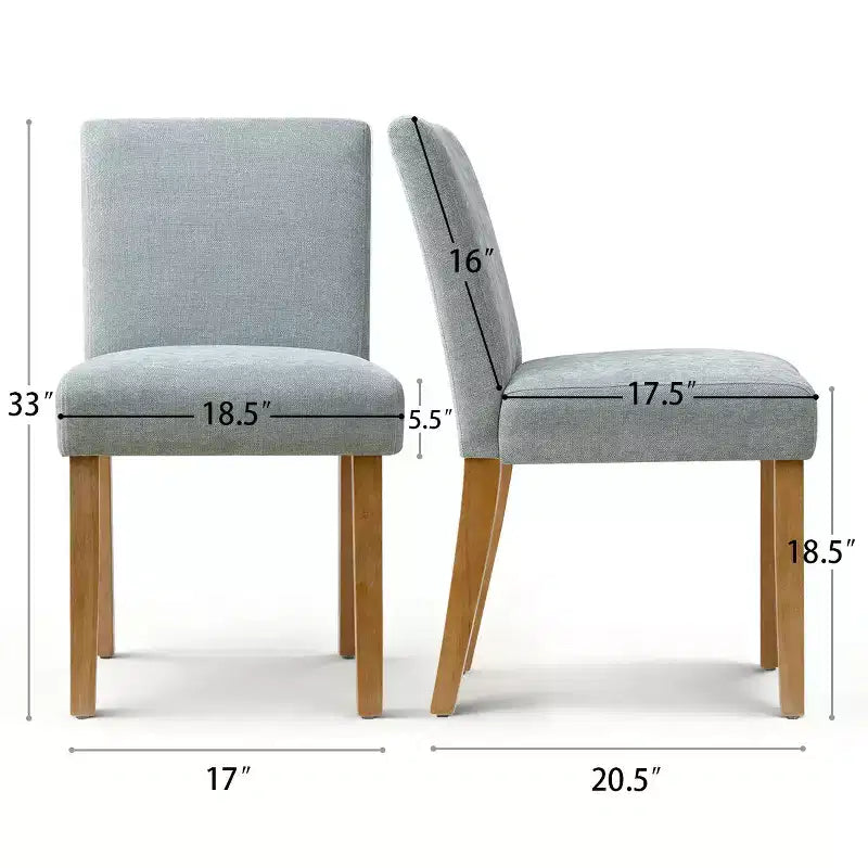 Modern Farmhouse Dining Chairs Set of 4, Upholstered Textured Woven Fabric Parsons Side Chairs with Solid Wood Legs - Panipeachy