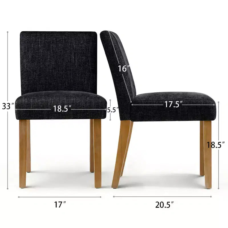 Modern Farmhouse Dining Chairs Set of 4, Upholstered Textured Woven Fabric Parsons Side Chairs with Solid Wood Legs - Panipeachy