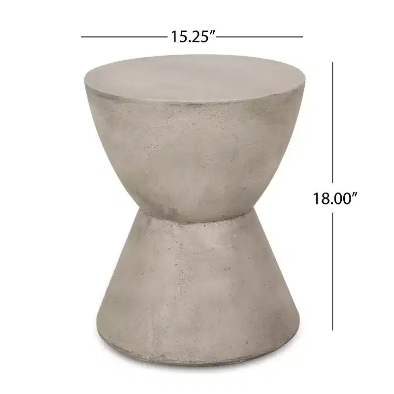 Lightweight Concrete Outdoor Side Table  Modern Sculptural Design, Weather-Resistant & Easy to Move for Patio, Balcony or Garden