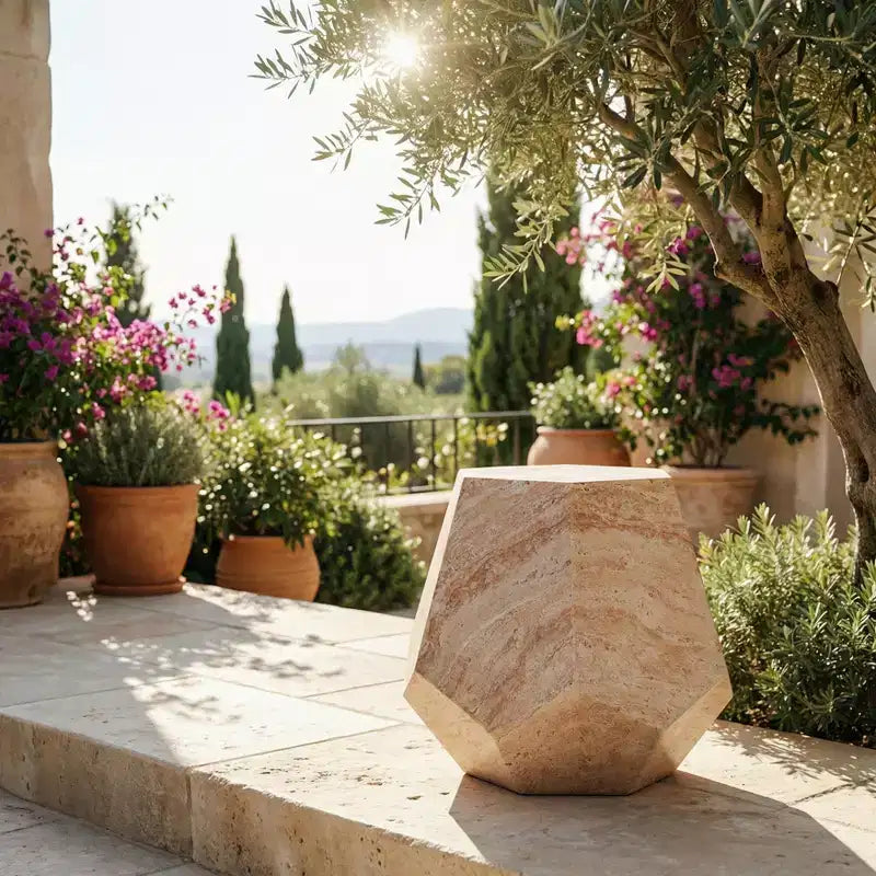 Lightweight Concrete Outdoor Side Table  Modern Sculptural Design, Weather-Resistant & Easy to Move for Patio, Balcony or Garden