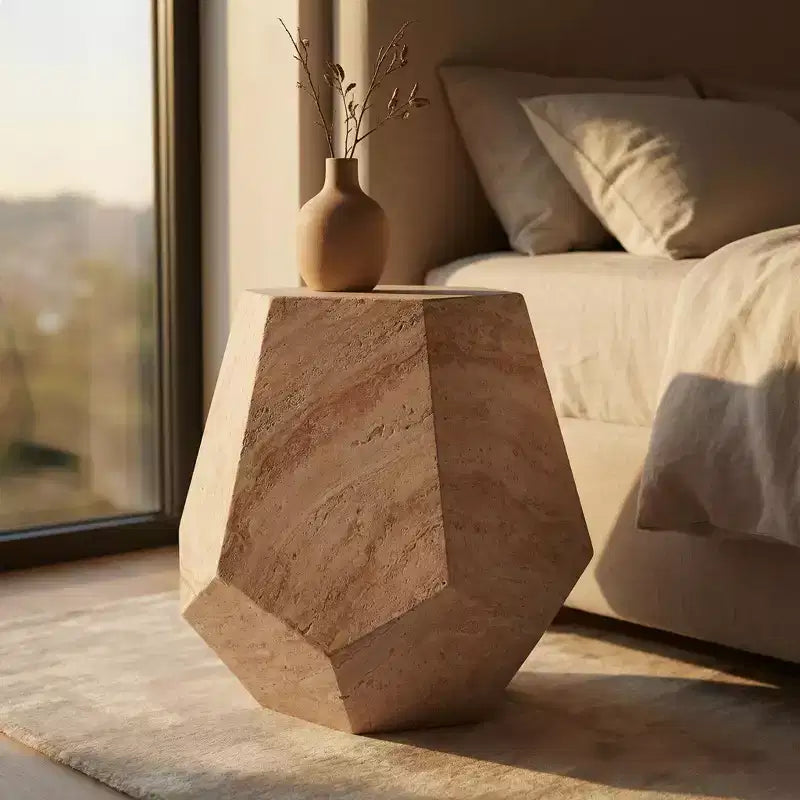 Lightweight Concrete Outdoor Side Table  Modern Sculptural Design, Weather-Resistant & Easy to Move for Patio, Balcony or Garden