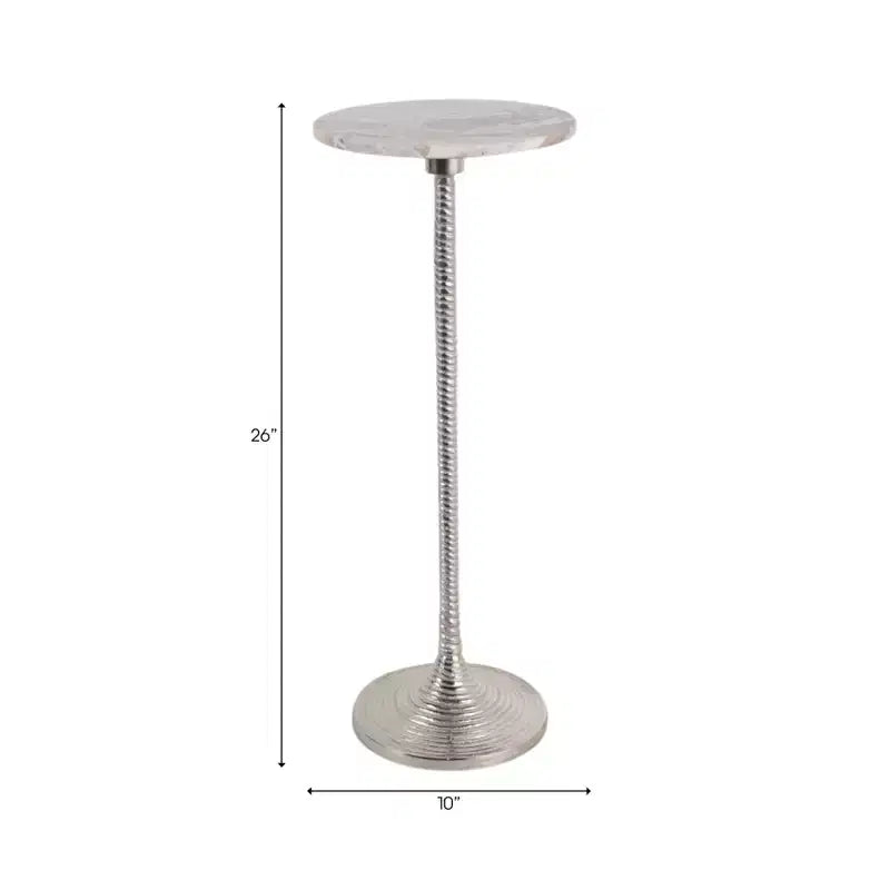 Contemporary End and Side Table with Marble Top for Home Decor - Small Table Stand for Bedside, Bedroom, or Drink Table