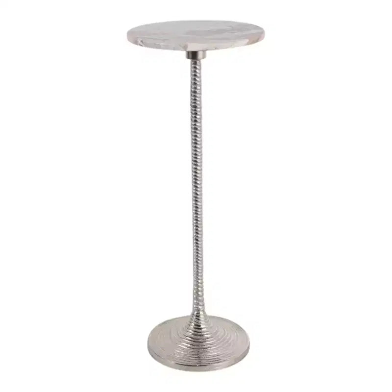 Contemporary End and Side Table with Marble Top for Home Decor - Small Table Stand for Bedside, Bedroom, or Drink Table