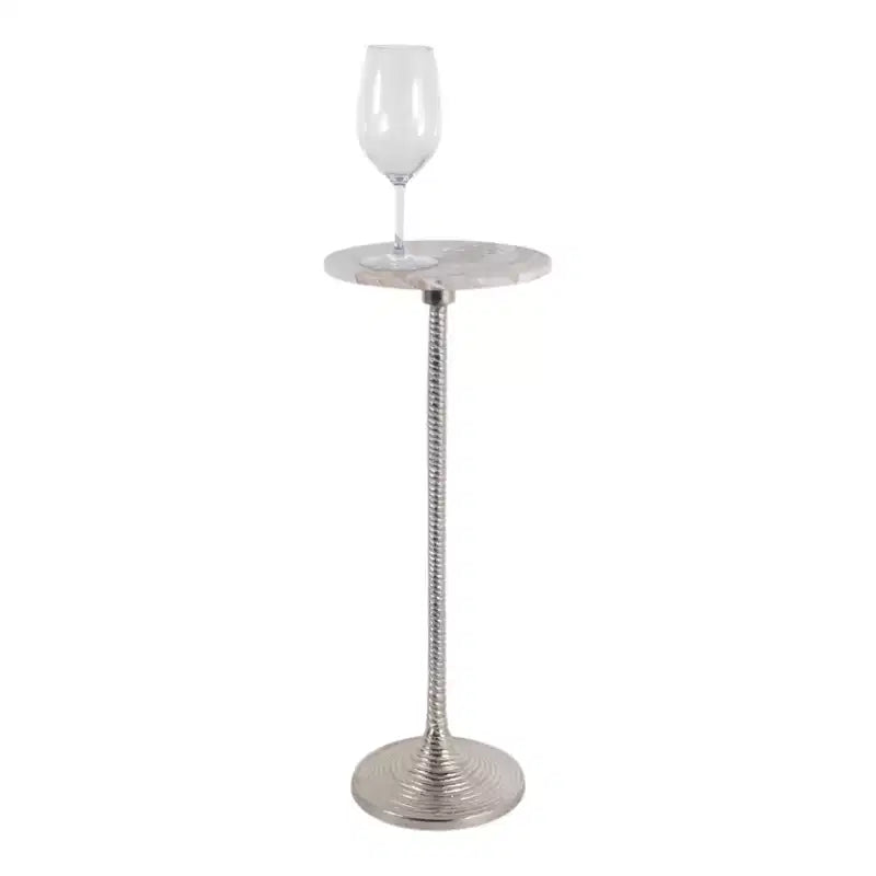 Contemporary End and Side Table with Marble Top for Home Decor - Small Table Stand for Bedside, Bedroom, or Drink Table