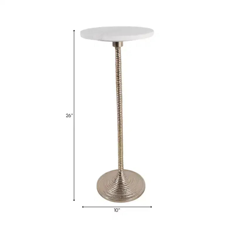 Contemporary End and Side Table with Marble Top for Home Decor - Small Table Stand for Bedside, Bedroom, or Drink Table
