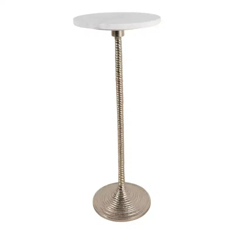 Contemporary End and Side Table with Marble Top for Home Decor - Small Table Stand for Bedside, Bedroom, or Drink Table