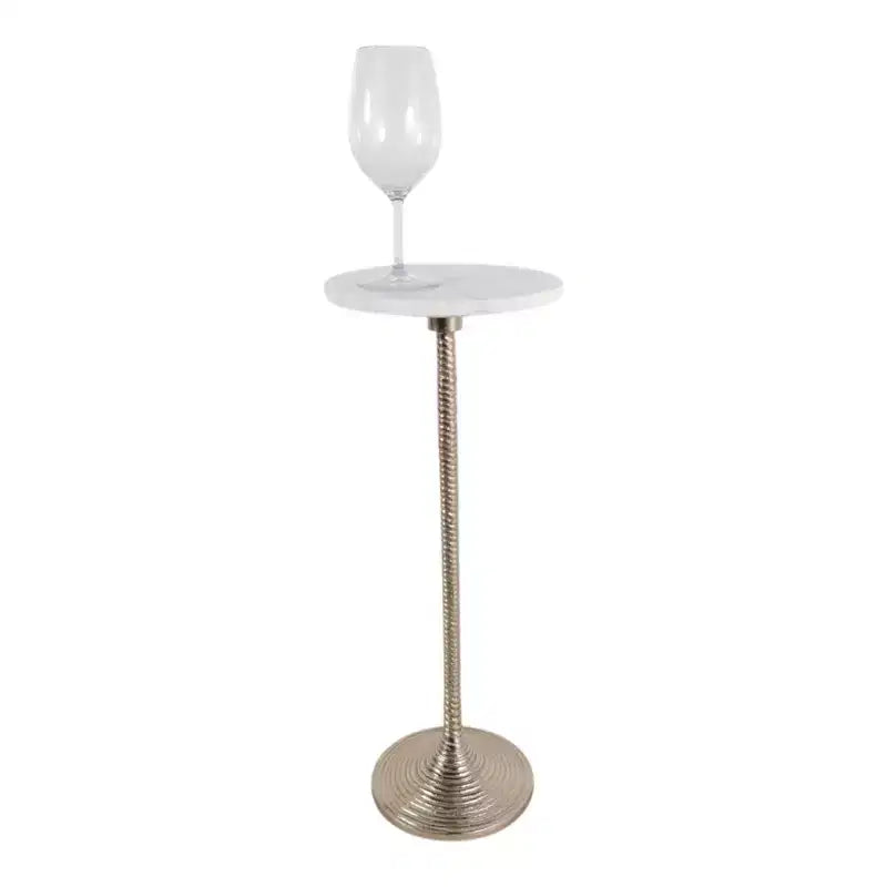 Contemporary End and Side Table with Marble Top for Home Decor - Small Table Stand for Bedside, Bedroom, or Drink Table