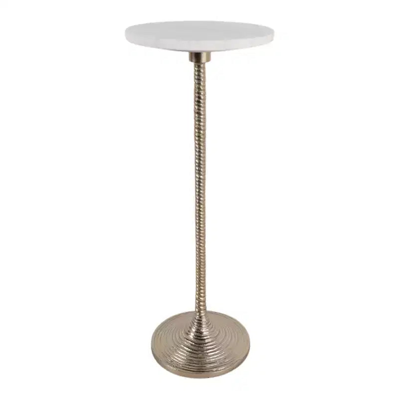 Contemporary End and Side Table with Marble Top for Home Decor - Small Table Stand for Bedside, Bedroom, or Drink Table