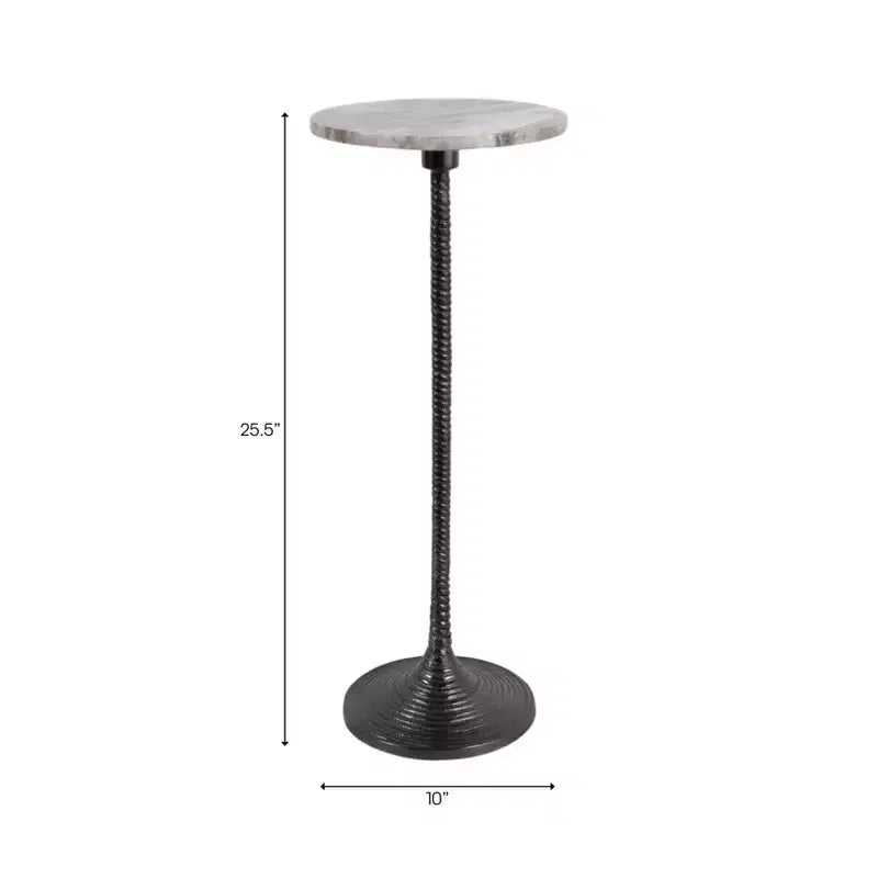 Contemporary End and Side Table with Marble Top for Home Decor - Small Table Stand for Bedside, Bedroom, or Drink Table