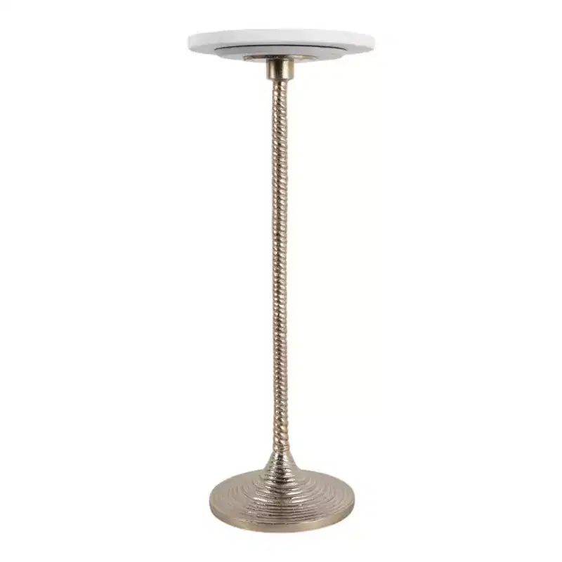 Contemporary End and Side Table with Marble Top for Home Decor - Small Table Stand for Bedside, Bedroom, or Drink Table