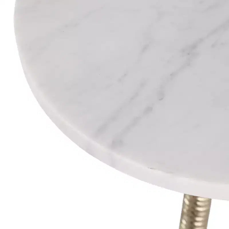 Contemporary End and Side Table with Marble Top for Home Decor - Small Table Stand for Bedside, Bedroom, or Drink Table