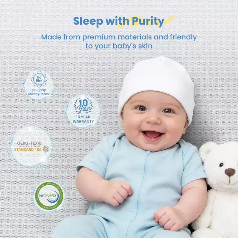 BaybyNest Mini Crib Mattress 38x24x4, Breathable Lyocell Washable Cover Pack and Play Mattress & Comfort Gel Memory Foam, Fit Mini and Portable Cribs