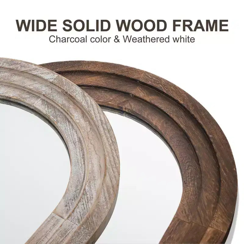 64x21 Arched Full Length Mirror Rustic Floor Mirror with Weathered White Solid Wood Frame Farmhouse Wall-Mounted Mirror for Bedroom Living Room