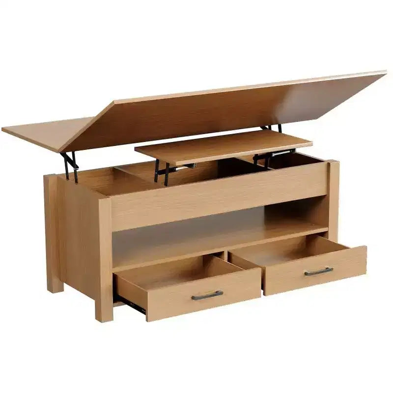 40 Lift-Top Coffee Table Multi-Function Convertible Design with Drawers & Hidden CompartmentTransforms to Dining Table for Living Room