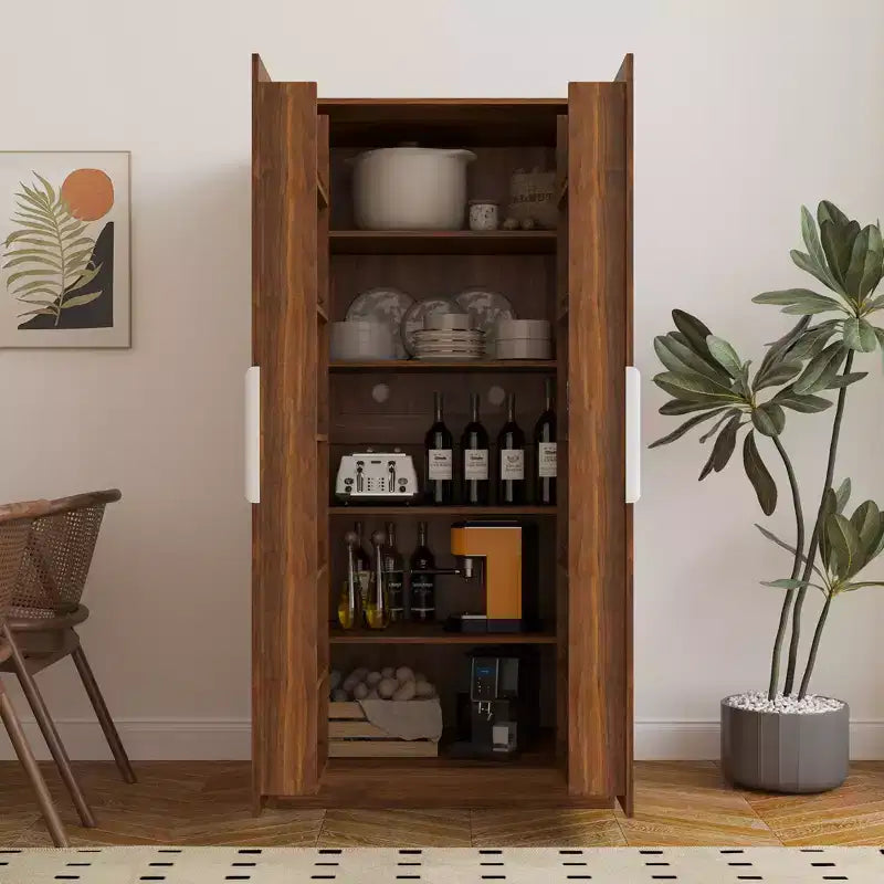 63in Kitchen Pantry Cabinet with Doors and Shelves, Freestanding Storage Cupboard for Dining Room, Buffet Sideboard