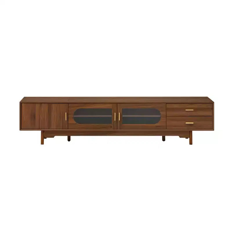 GDFStudio Petty Modern 78 TV Cabinet with Fluted Glass Doors. 2 Drawers and Shelves