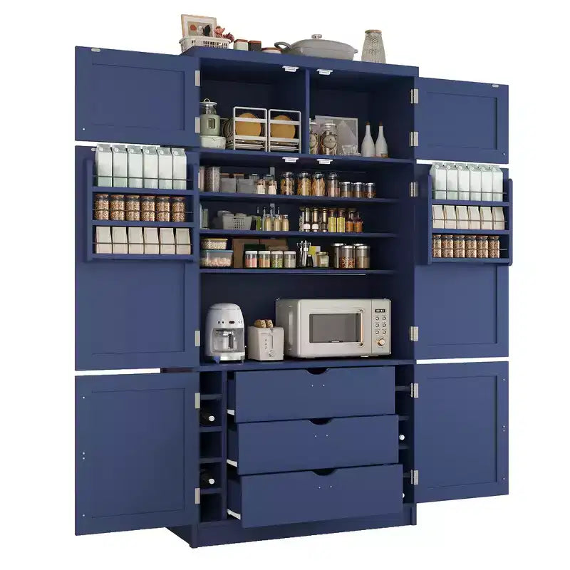 Whisen 80.1'' Tall Freestanding Kitchen Pantry, Buffets, Large Storage Cabinet Cupboard