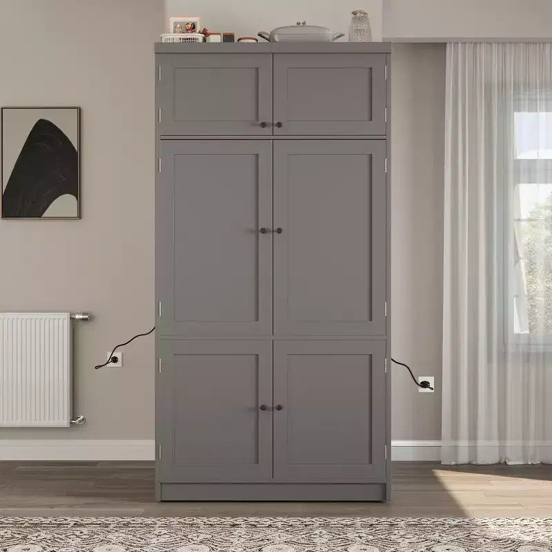 Whisen 80.1'' Tall Freestanding Kitchen Pantry, Buffets, Large Storage Cabinet Cupboard