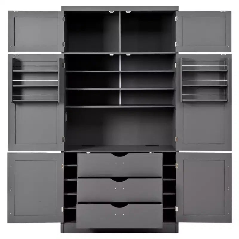 Whisen 80.1'' Tall Freestanding Kitchen Pantry, Buffets, Large Storage Cabinet Cupboard