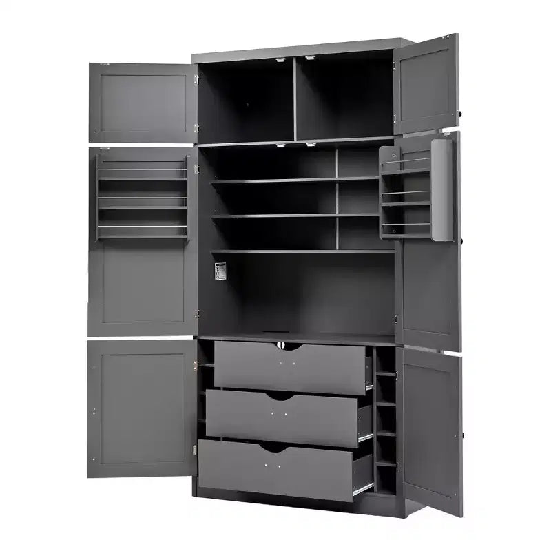 Whisen 80.1'' Tall Freestanding Kitchen Pantry, Buffets, Large Storage Cabinet Cupboard
