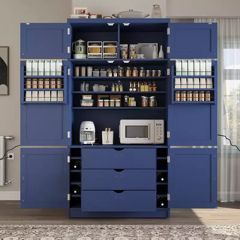 Whisen 80.1'' Tall Freestanding Kitchen Pantry, Buffets, Large Storage Cabinet Cupboard