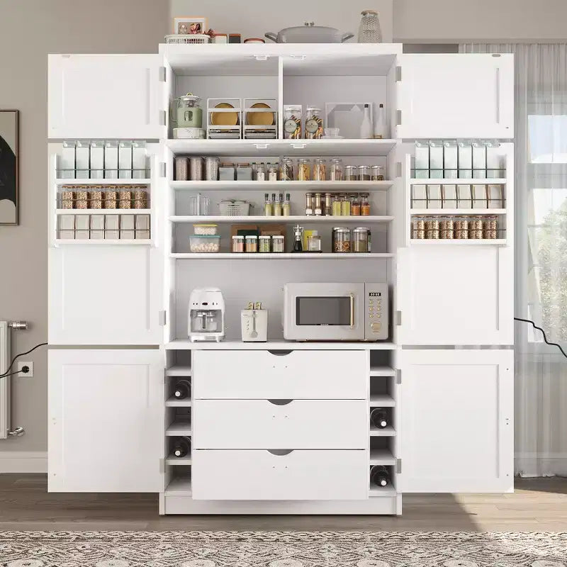 Whisen 80.1'' Tall Freestanding Kitchen Pantry, Buffets, Large Storage Cabinet Cupboard
