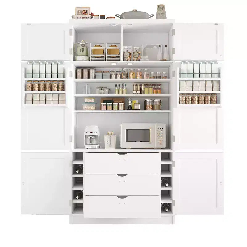 Whisen 80.1'' Tall Freestanding Kitchen Pantry, Buffets, Large Storage Cabinet Cupboard
