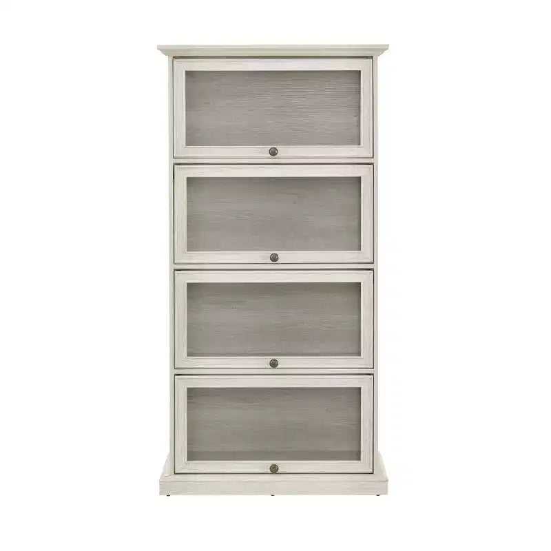 4-Tier Barrister Bookcase with Flip-Up Glass Doors, 63 Tall Display Cabinet for Collectibles, Figures - Panipeachy