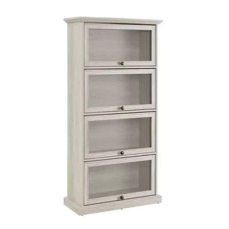 4-Tier Barrister Bookcase with Flip-Up Glass Doors, 63 Tall Display Cabinet for Collectibles, Figures - Panipeachy