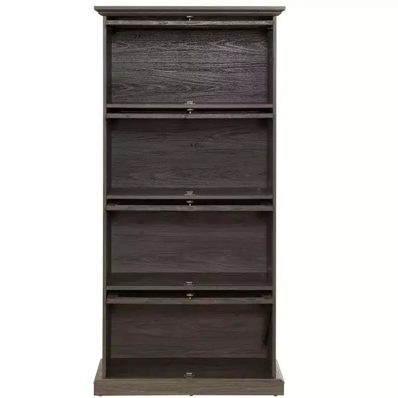 4-Tier Barrister Bookcase with Flip-Up Glass Doors, 63 Tall Display Cabinet for Collectibles, Figures - Panipeachy