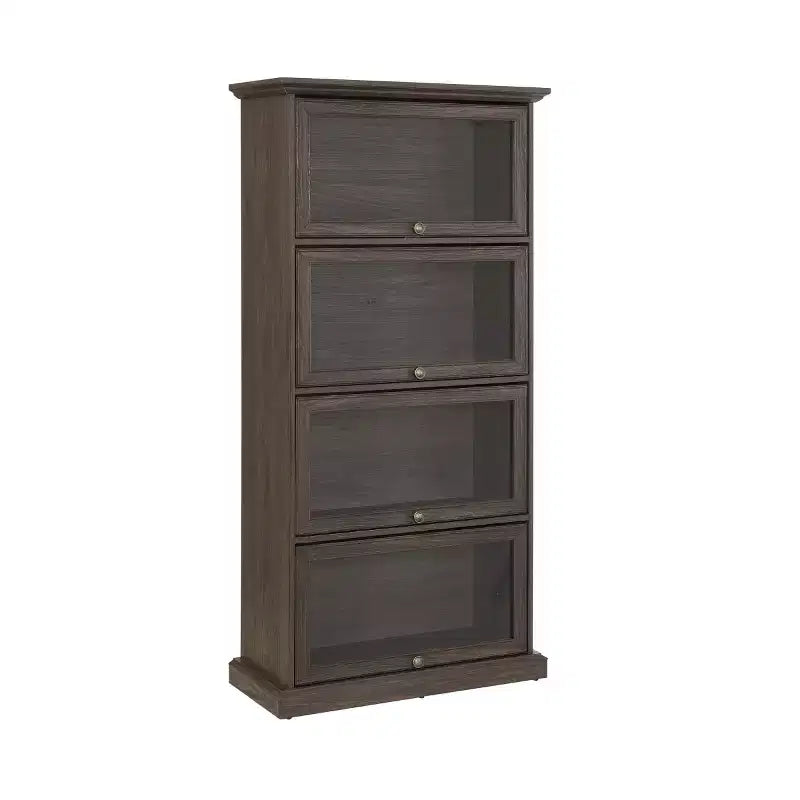 4-Tier Barrister Bookcase with Flip-Up Glass Doors, 63 Tall Display Cabinet for Collectibles, Figures - Panipeachy