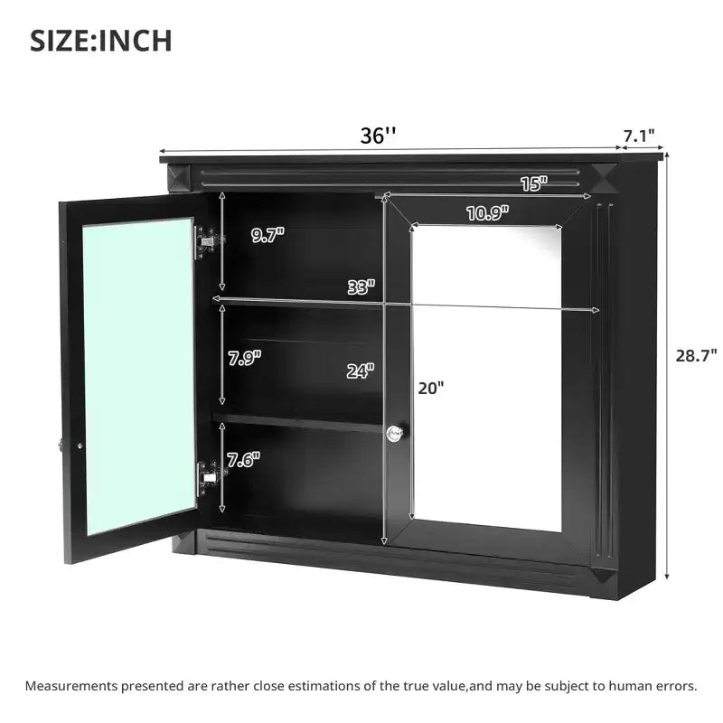 GDFStudio Peng Wall Mounted Bathroom Storage Cabinet with 2 Mirrors and Adjustable Shelves