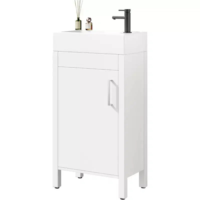 16 Bathroom Vanity with Sink & Soft-Closing Door - Compact Storage Cabinet for Powder Room Small Bath