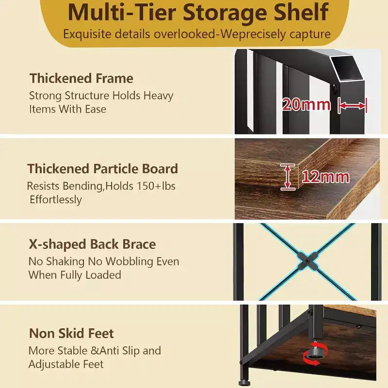 Space-Saving Mini Fridge Stand with Adjustable Shelf  Coffee Bar Microwave Storage Cart  Perfect for Small Apartments & Dorms