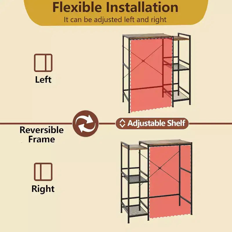 Space-Saving Mini Fridge Stand with Adjustable Shelf  Coffee Bar Microwave Storage Cart  Perfect for Small Apartments & Dorms