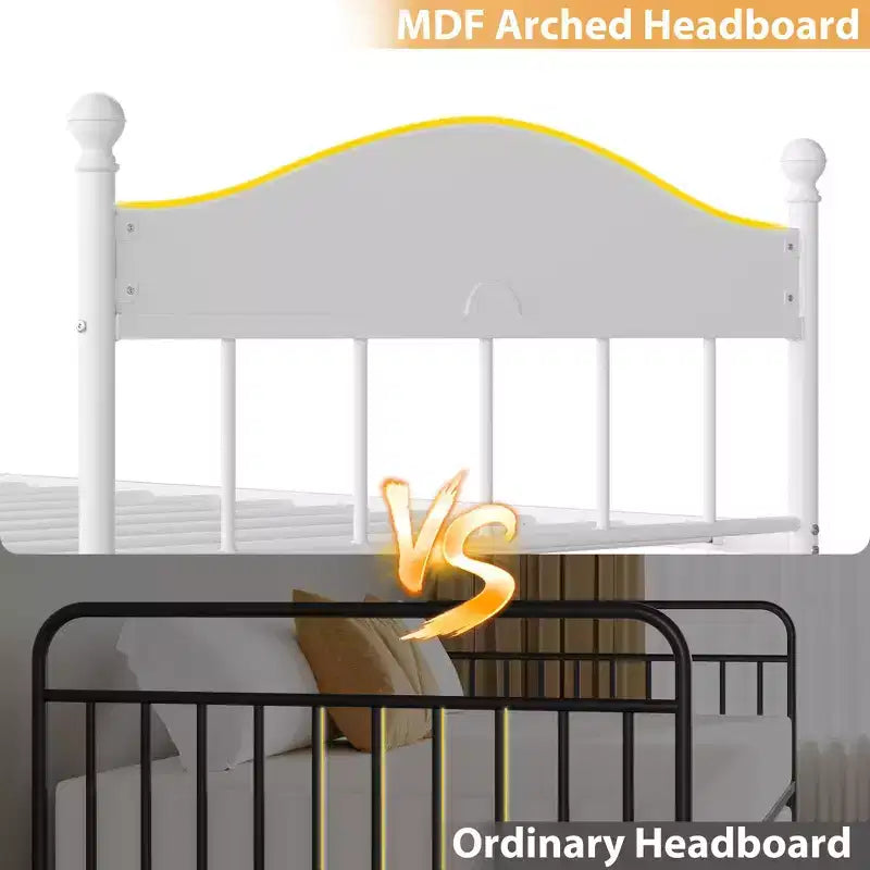 Twin Daybed, Metal Day Bed with Stylish Headboard, Under-Bed Storage Space, Heavy Duty Steel Slats Platform for Living Room, Bedroom and Guest Room