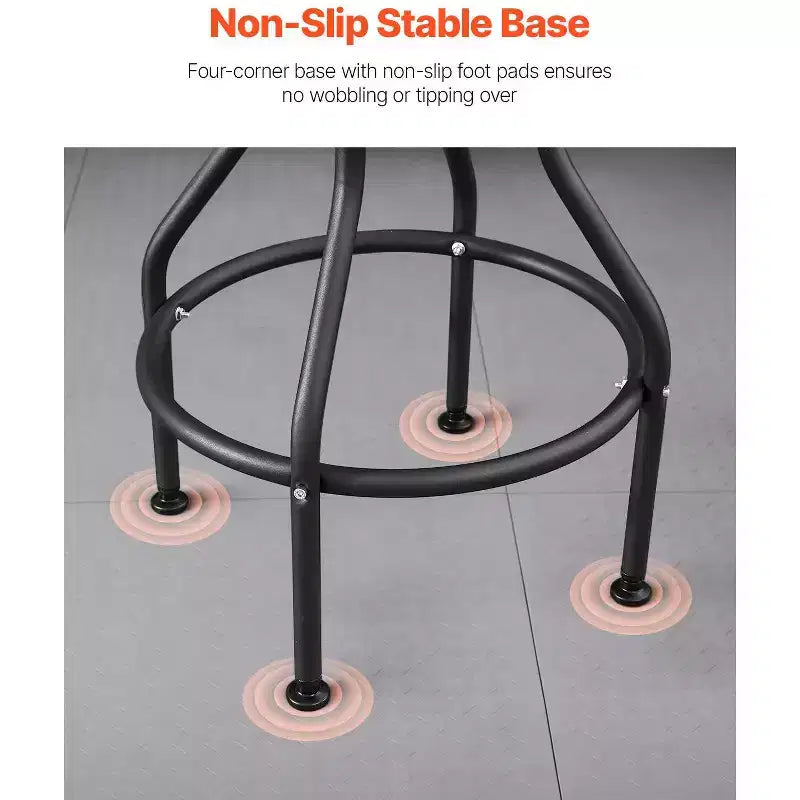 Adjustable Shop Stool with Backrest Pneumatic Height Garage Work Seat 300 lb Capacity