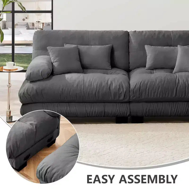 MAYEERTY Luxury Modular Sectional Sofa with U Shaped Cloud Couch with 2 Ottomans for Living Room Gray