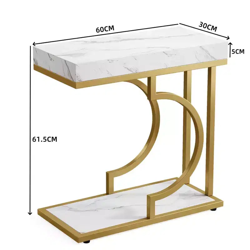 Narrow C Table, Modern End Table Bedside Table with Metal Frame