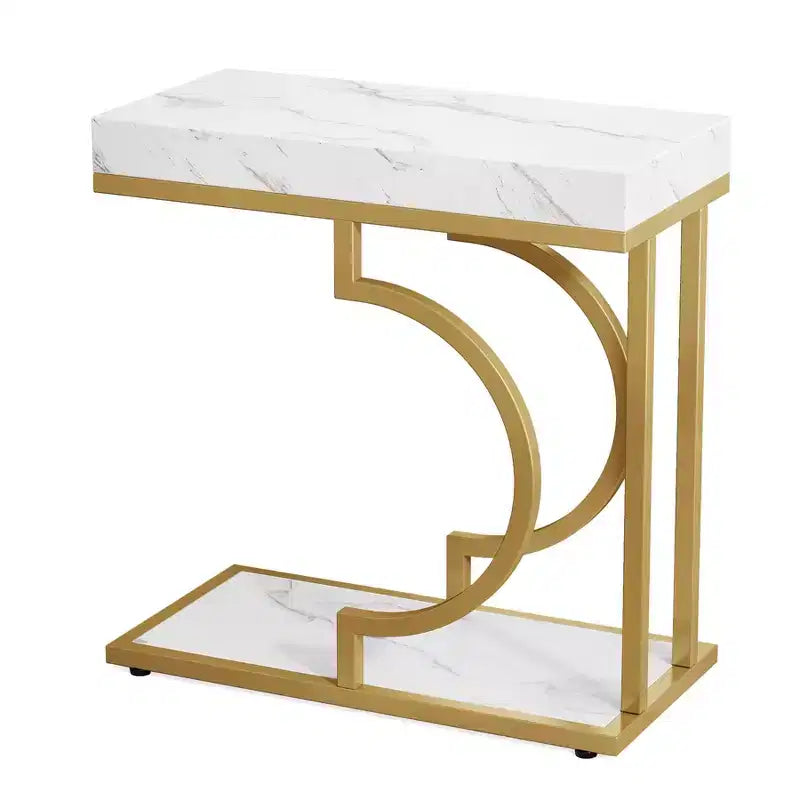 Narrow C Table, Modern End Table Bedside Table with Metal Frame