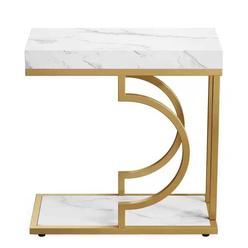 Narrow C Table, Modern End Table Bedside Table with Metal Frame