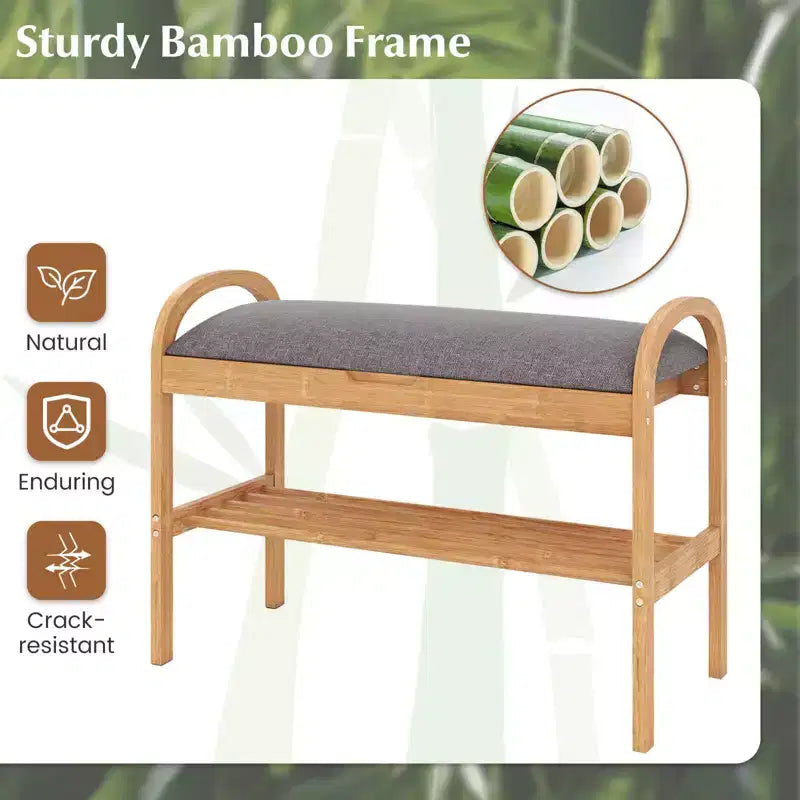 Costway Bamboo Entryway Shoe Bench 2-Tier Shoe Rack with Flip Top Storage for Hallway