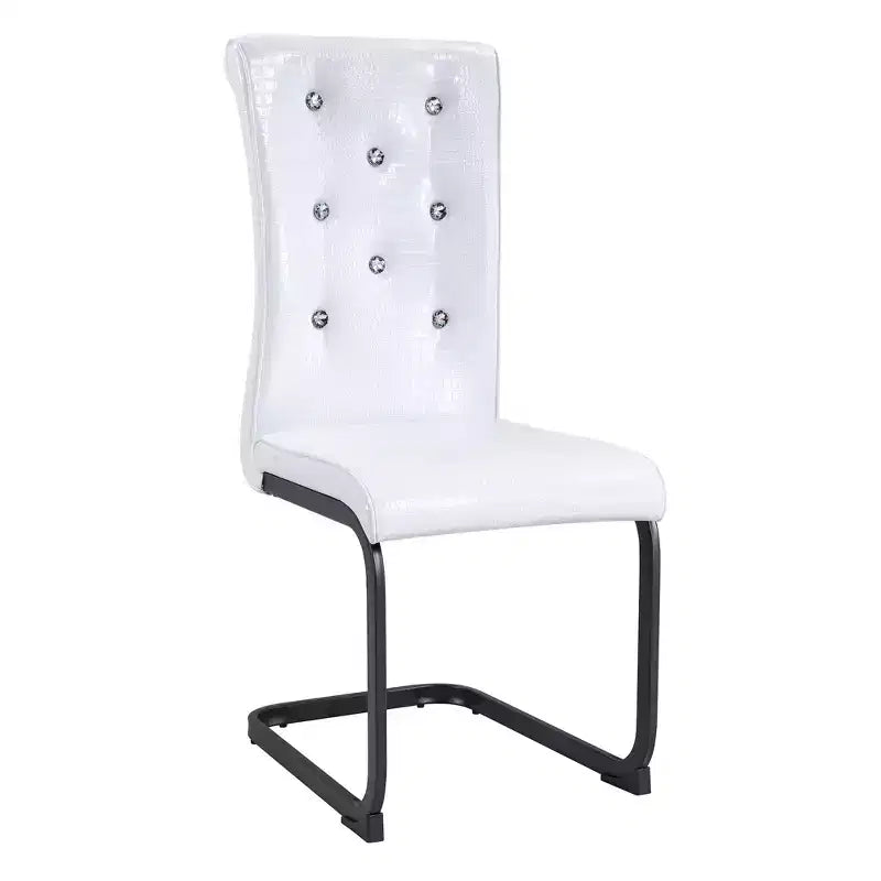 Set of 2 Retro Alligator Skin Upholstered Dining Chairs with Black Metal Legs