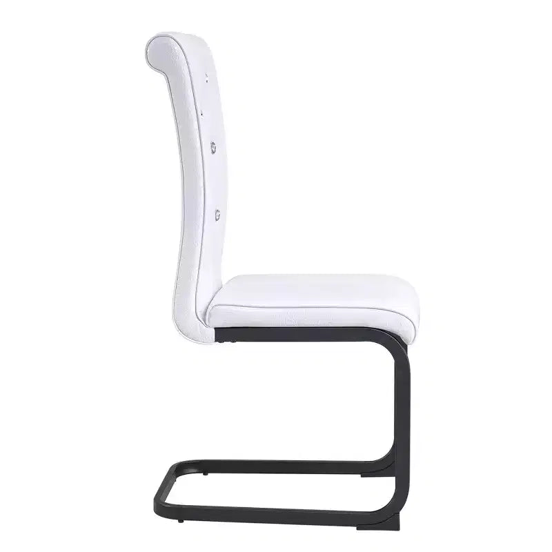 Set of 2 Retro Alligator Skin Upholstered Dining Chairs with Black Metal Legs