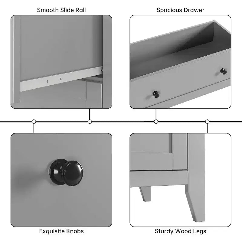 5 Drawer Tall Wooden Dresser, Modern Deep Drawers with Metal Knobs, Versatile Storage Chest for Bedroom Entryway Hallway