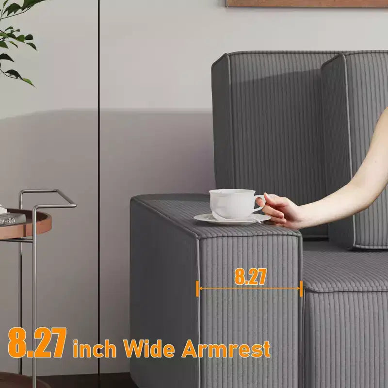L-Shaped Modular Sectional Sofa with Ottoman, Fuzzy Sponge Cloud Couch in a Box, No Assembly Required, Modern Upholstered for Living Room